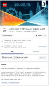LEGO Ideas TRON: Legacy Facebook Event