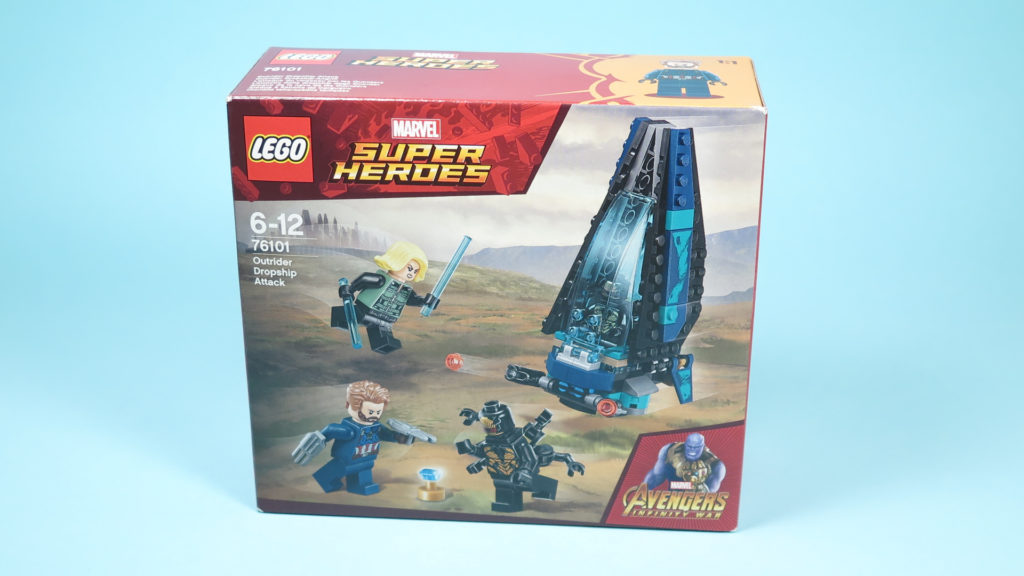 LEGO® Marvel Super Heroes 76101 Outrider Dropship-Attacke - Packung Vorderseite | ©2018 Brickzeit