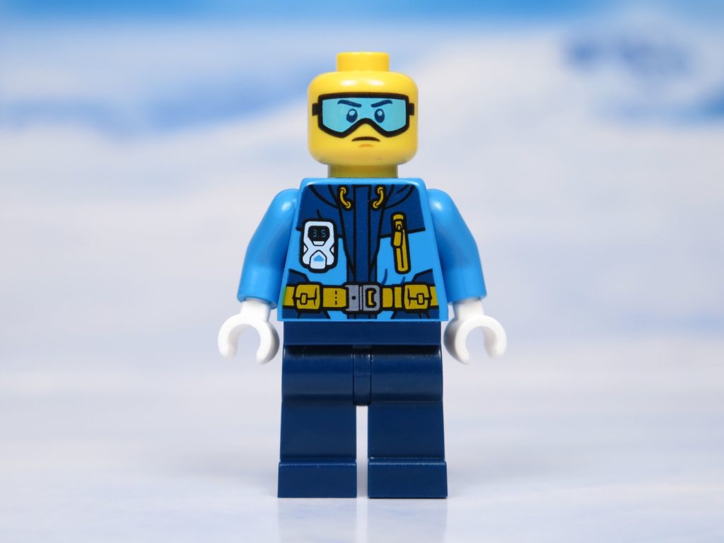 LEGO® City Arktis Eissäge - Minifigur, Vorderseite ohne Mütze| ®2018 Brickzeit