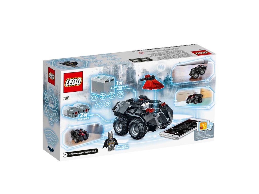 LEGO® DC Comics Super Heroes App-Gesteuertes Batmobile (76112) - Packung, Rückseite | ©2018 LEGO Gruppe