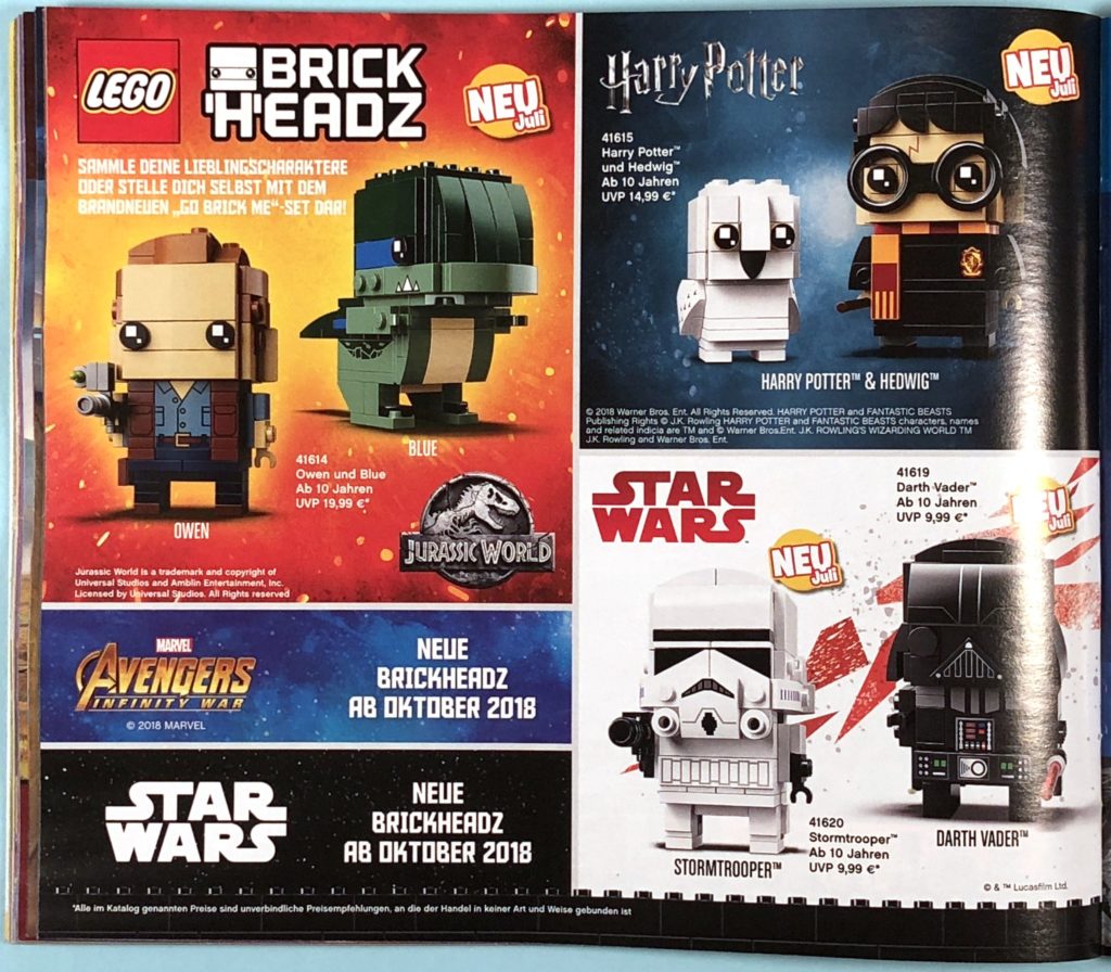 LEGO® Katalog zweites Halbjahr 2018 - Brickheadz - Seite 1 | ©LEGO Gruppe