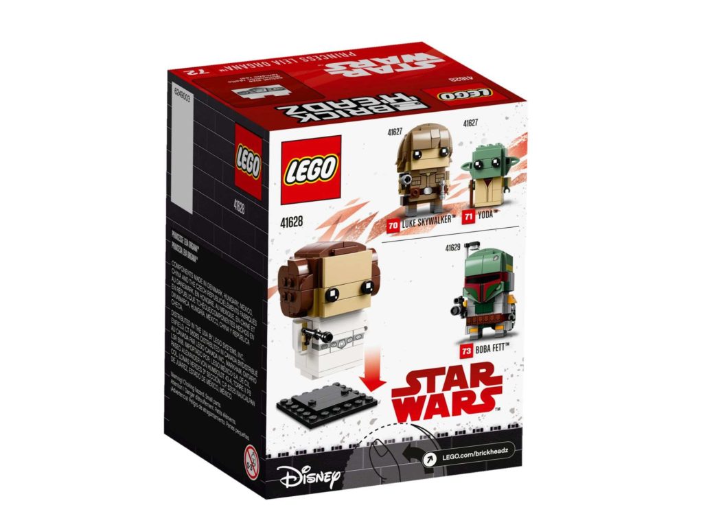 LEGO® Brickheadz™ Prinzessin Leia Organa™ (41628) - Packung Rückseite | ©2018 LEGO Gruppe