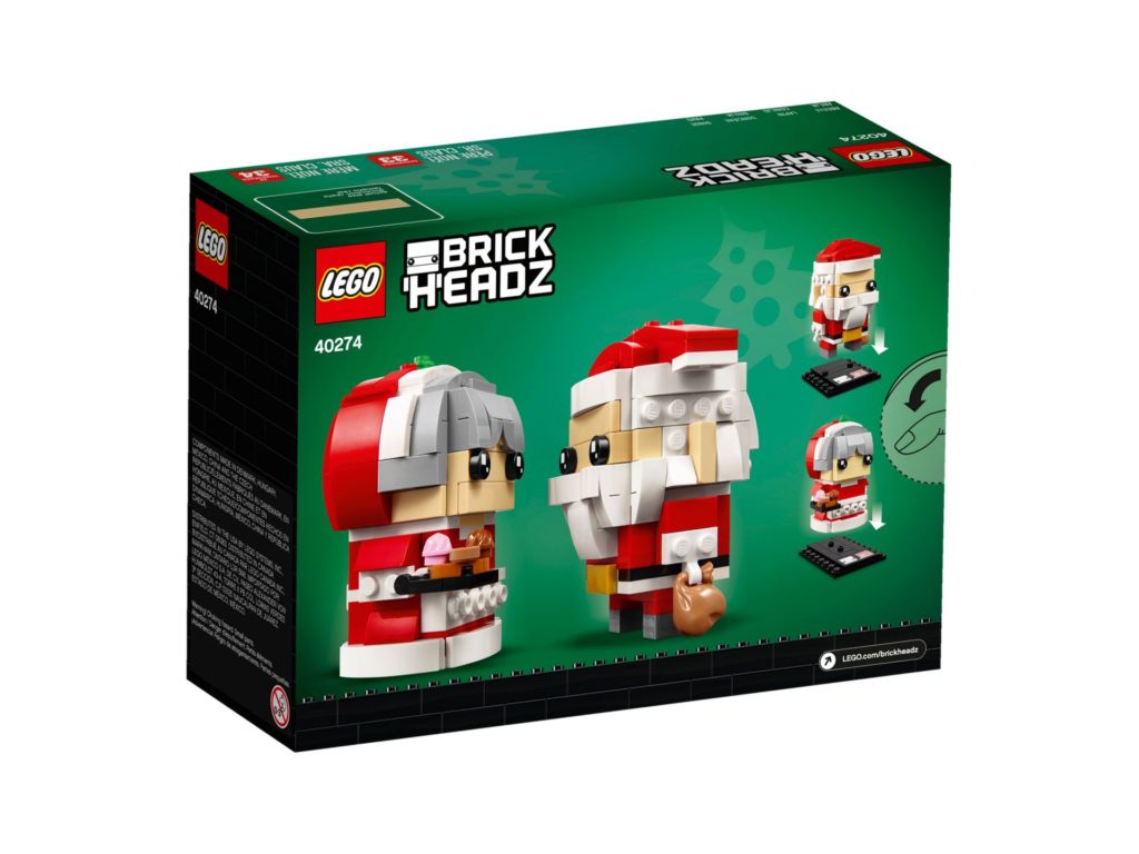 LEGO® Brickheadz™ Herr und Frau Weihnachtsmann 40274 - Packung Rückseite | ©LEGO Gruppe