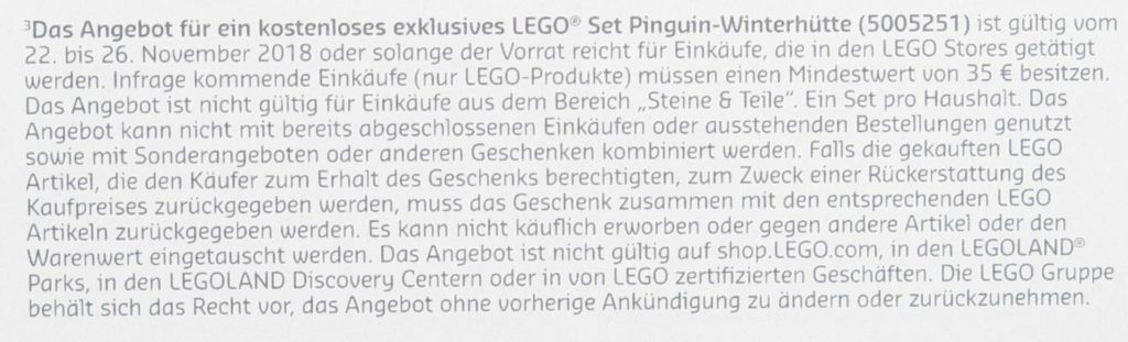 Kleingedrucktes LEGO® Pinguin-Winterhütte 5005251 | ©LEGO Gruppe