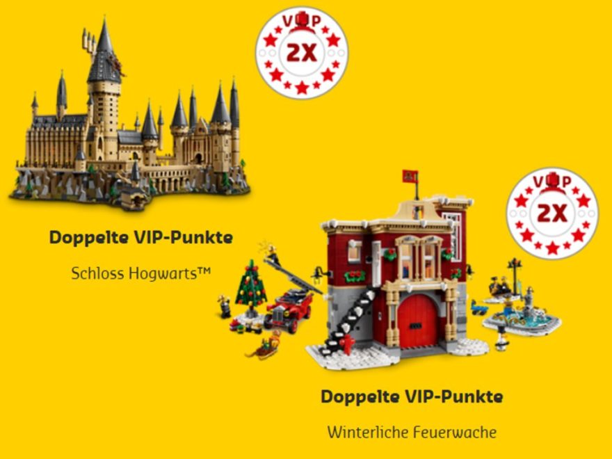 Doppelte LEGO VIP Punkte auf Schloss Hogwarts und Winterliche Feuerwache - Titelbild | ©LEGO Gruppe