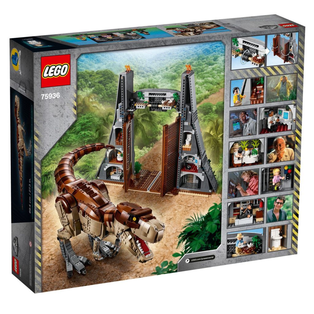 LEGO® 75936 Jurassic Park T.Rexs Verwüstung - Packung, Rückseite | ©LEGO Gruppe
