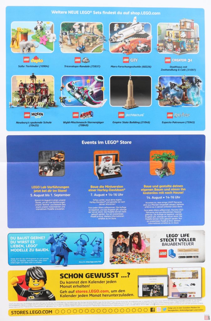 LEGO® Store-Kalender August 2019 - Rückseite | Foto Brickzeit