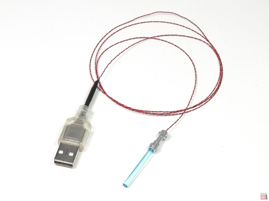 LEGO Lichtschwert mit LED, Kabel und USB Stecker | ©2020 Brickzeit