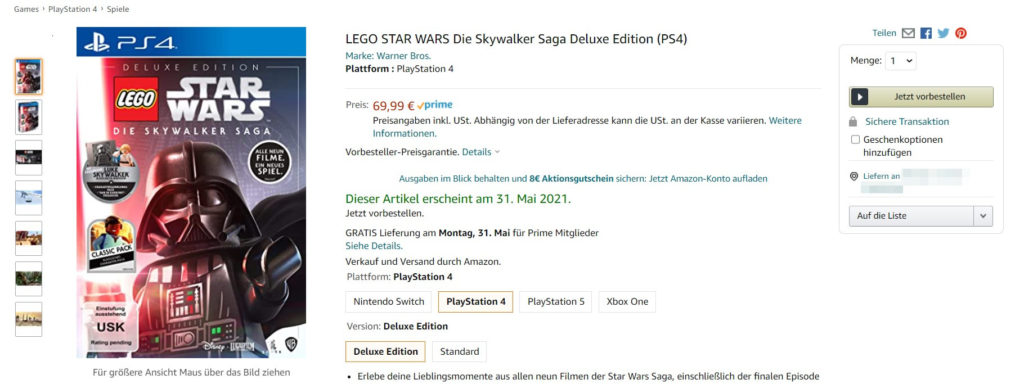 Vorbestellbar! Deluxe-Edition von LEGO Star Wars Die Skywalker Saga