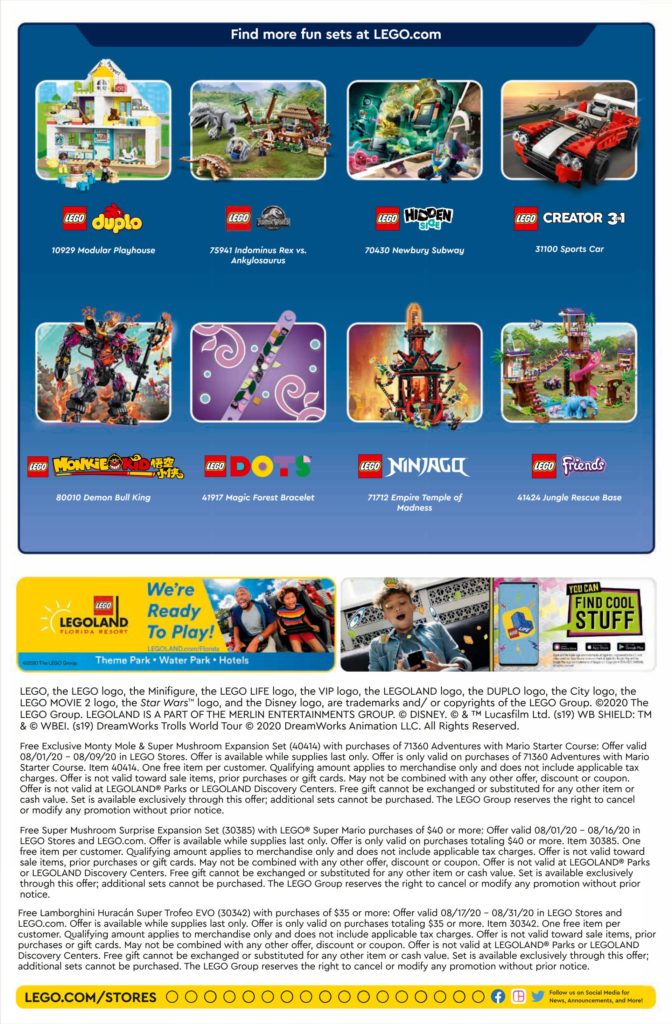LEGO Store Kalender USA für August 2020 - Seite 2 | ©LEGO Gruppe