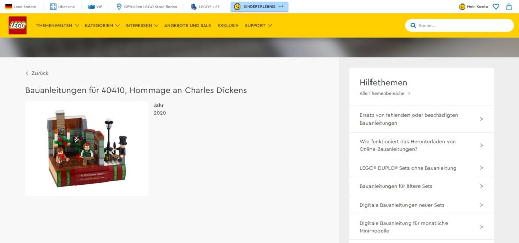 LEGO 40410 Hommage an Charles Dickens im LEGO Online Shop | ©LEGO Gruppe