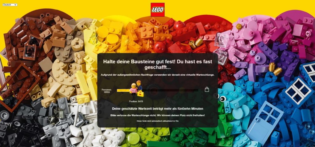 Virtuelle Warteschlange für das Kolosseum im LEGO Online Shop