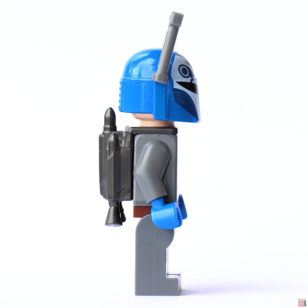 Rechte Seite von LEGO Bo-Katan Kryze mit Helm und Jetpack | ©Brickzeit