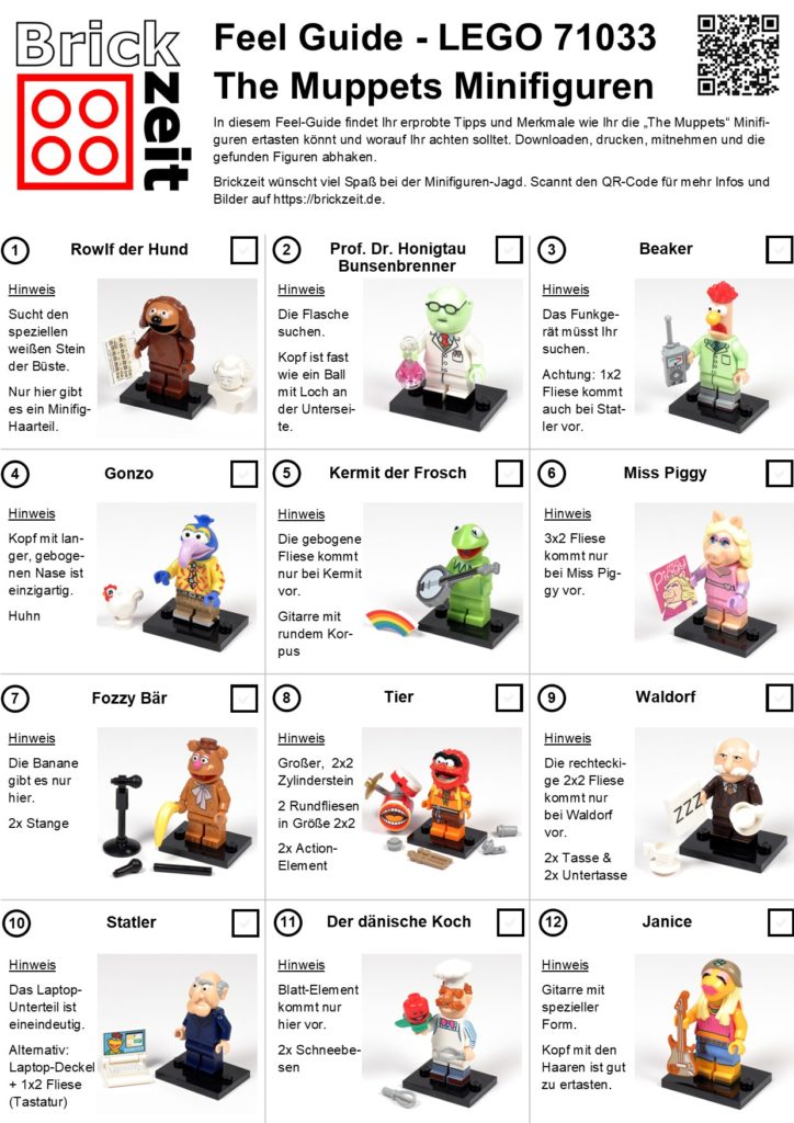 Handlicher LEGO 71033 The Muppets Minfiguren Feel-Guide zum Download - Seite 1 | ©Brickzeit