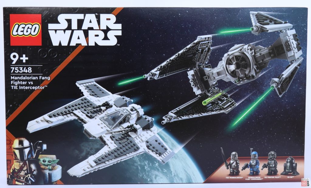 Packung von LEGO Star Wars 75348 Mandalorian Fang Fighter vs. TIE-Interceptor | ©Brickzeit