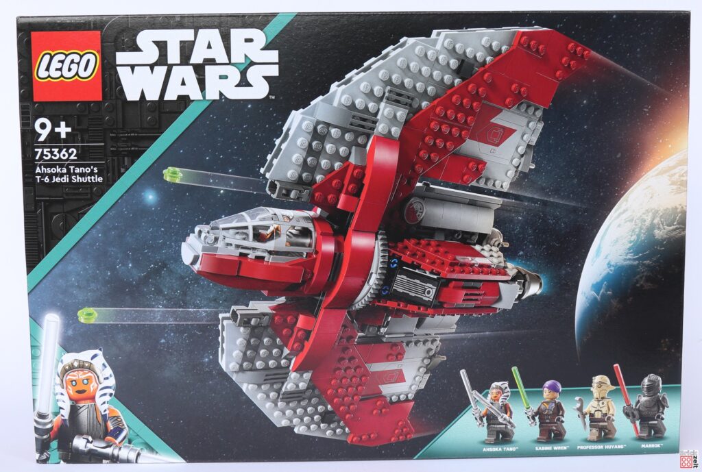 Packungsvorderseite von LEGO Star Wars 75362 Ahsoka Tanos T-6 Jedi Shuttle | ©Brickzeit