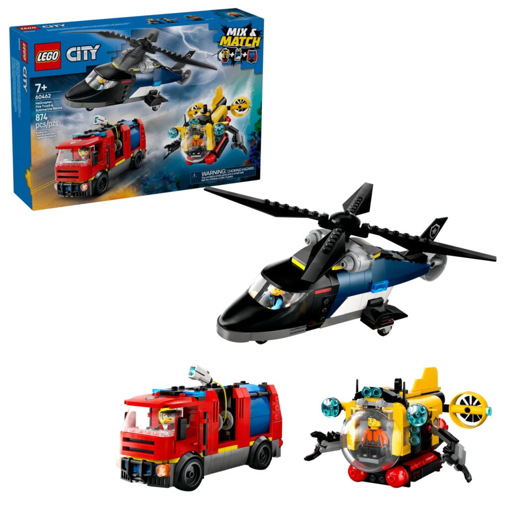 LEGO City 60462 Kombinationsset mit Hubschrauber, Löschauto und U-Boot | ©LEGO Gruppe