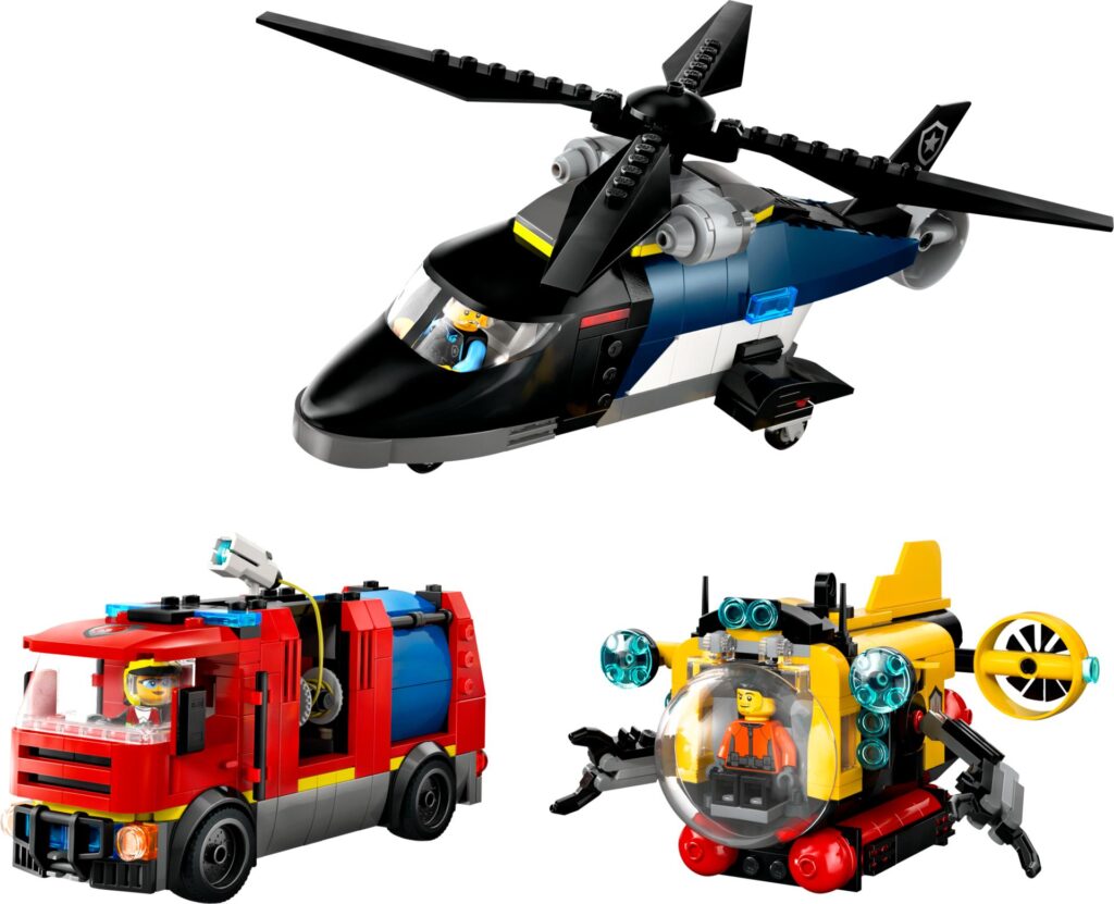 LEGO City 60462 Kombinationsset mit Hubschrauber, Löschauto und U-Boot | ©LEGO Gruppe